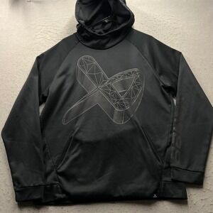 Bauer Hockey Hoodie Mens Large Black Graphic Pullover Sweatshirt Performance